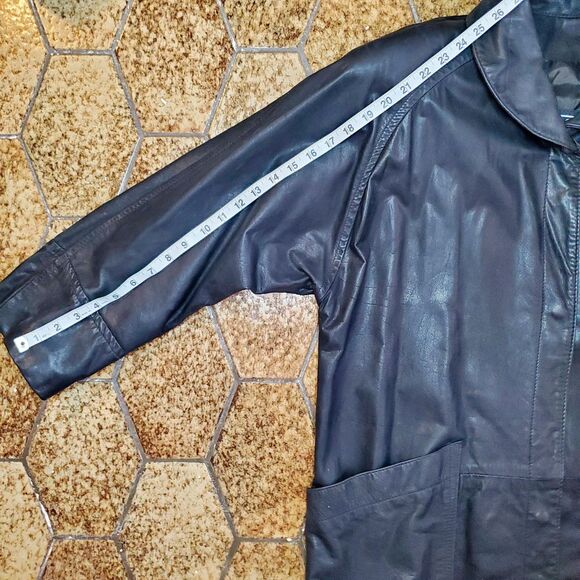 VTG Gino De Giorgio Black Leather Duster Jacket Oversize Fall Overcoat - Picture 11 of 12